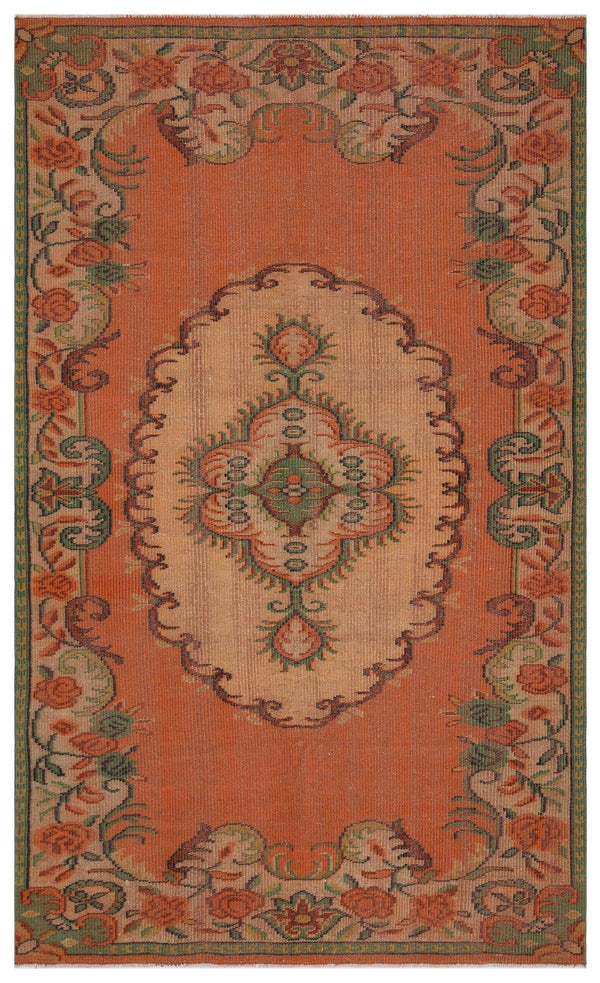 Turuncu Bohem Eskitme Yün Halı 161x271