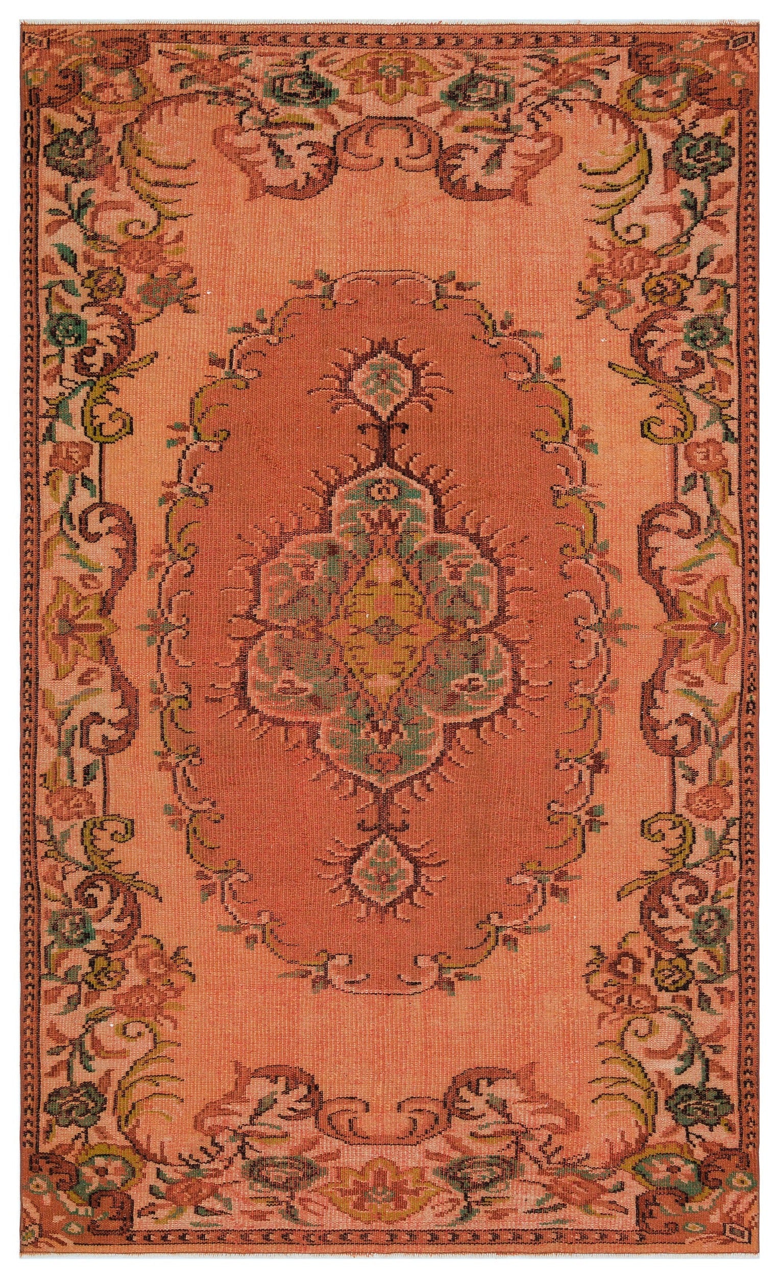 Atina Turuncu Eskitme Yün El Dokuma Halısı 153 x 259 Apex Unique