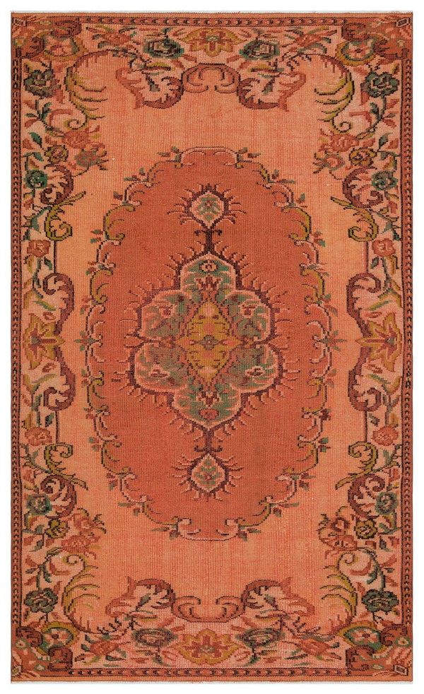 Turuncu Bohem Eskitme Yün Halı 153x259