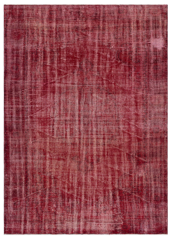 Kırmızı Anadolu Eskitme Geometrik Yün Halı 191x265 - Özel Seri