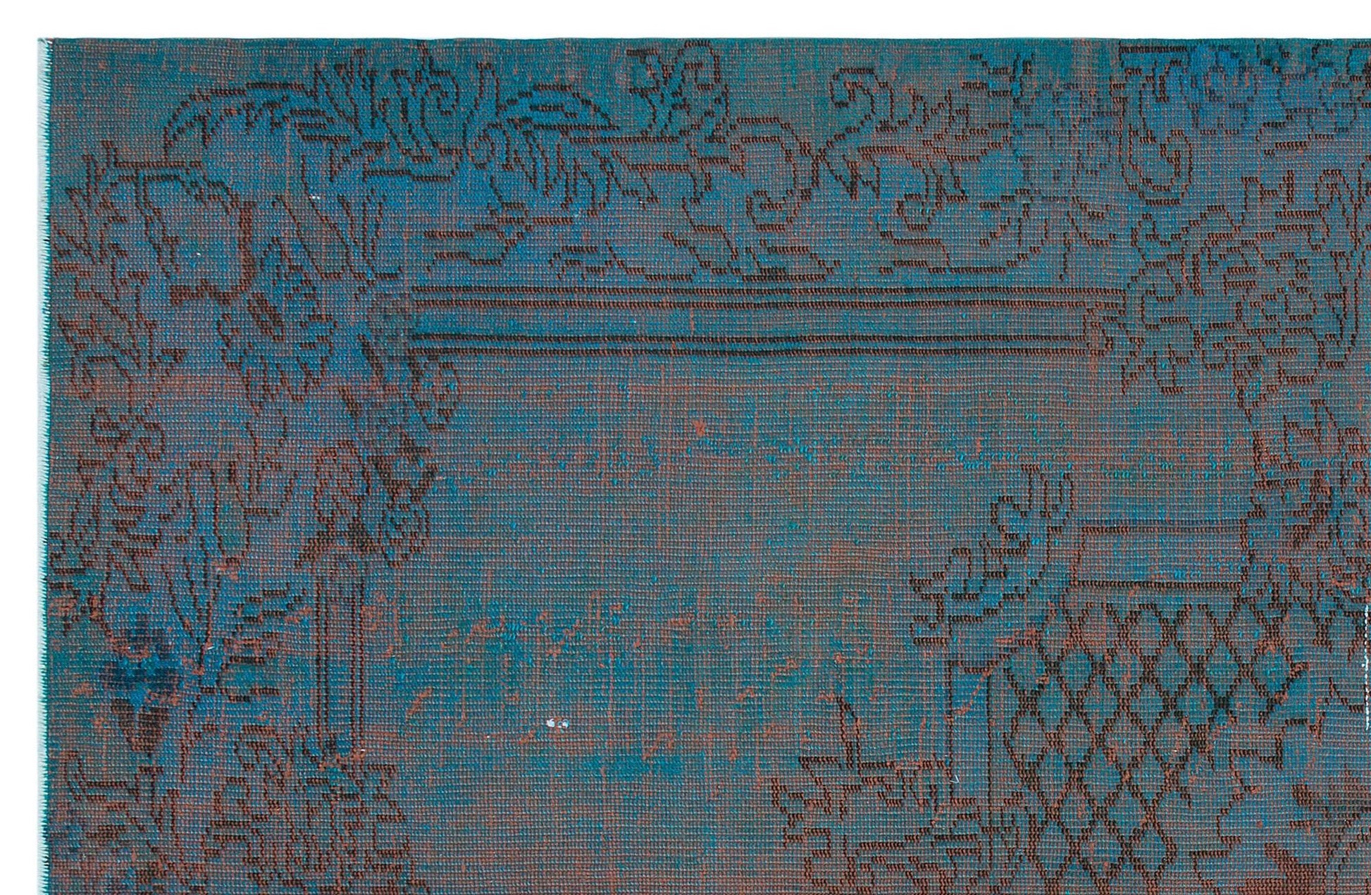 Mavi Anadolu Eskitme Geometrik Yün Halı 170x262 - Özel Seri