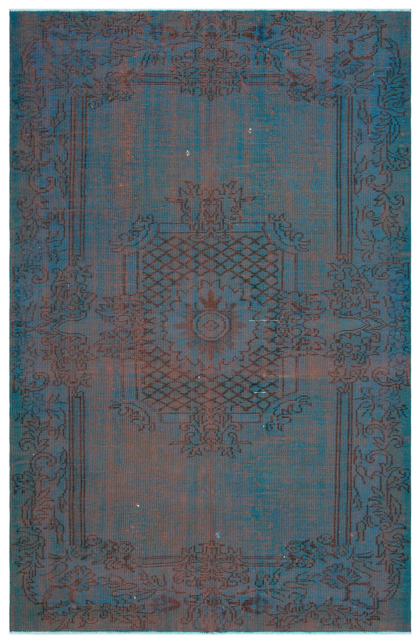 Mavi Anadolu Eskitme Geometrik Yün Halı 170x262 - Özel Seri