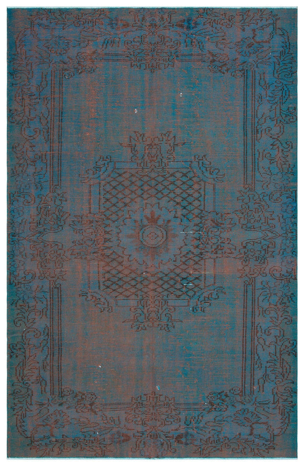 Mavi Anadolu Eskitme Geometrik Yün Halı 170x262 - Özel Seri
