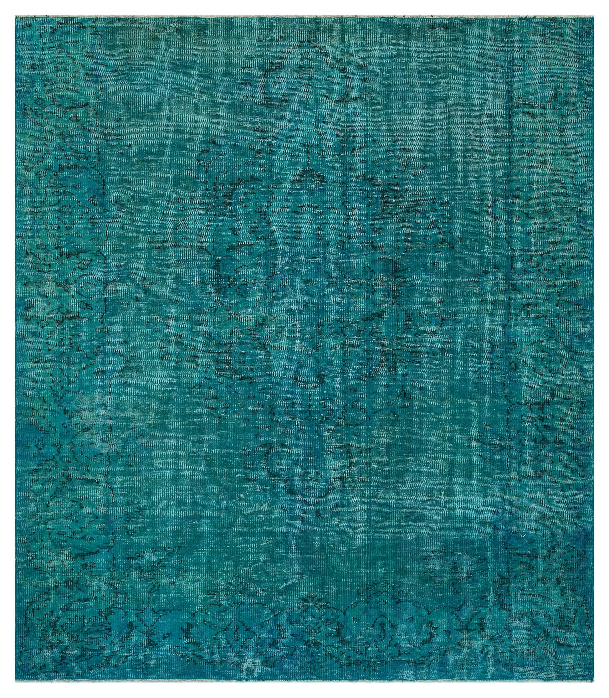 Atina Turkuaz Eskitme Yün El Dokuma Halısı 223 x 250 Apex Unique