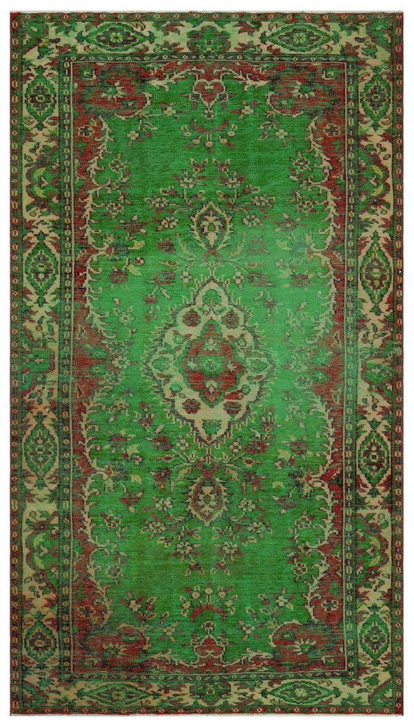 Yeşil Anadolu Eskitme Klasik Yün Halı 158x285 - Özel Seri