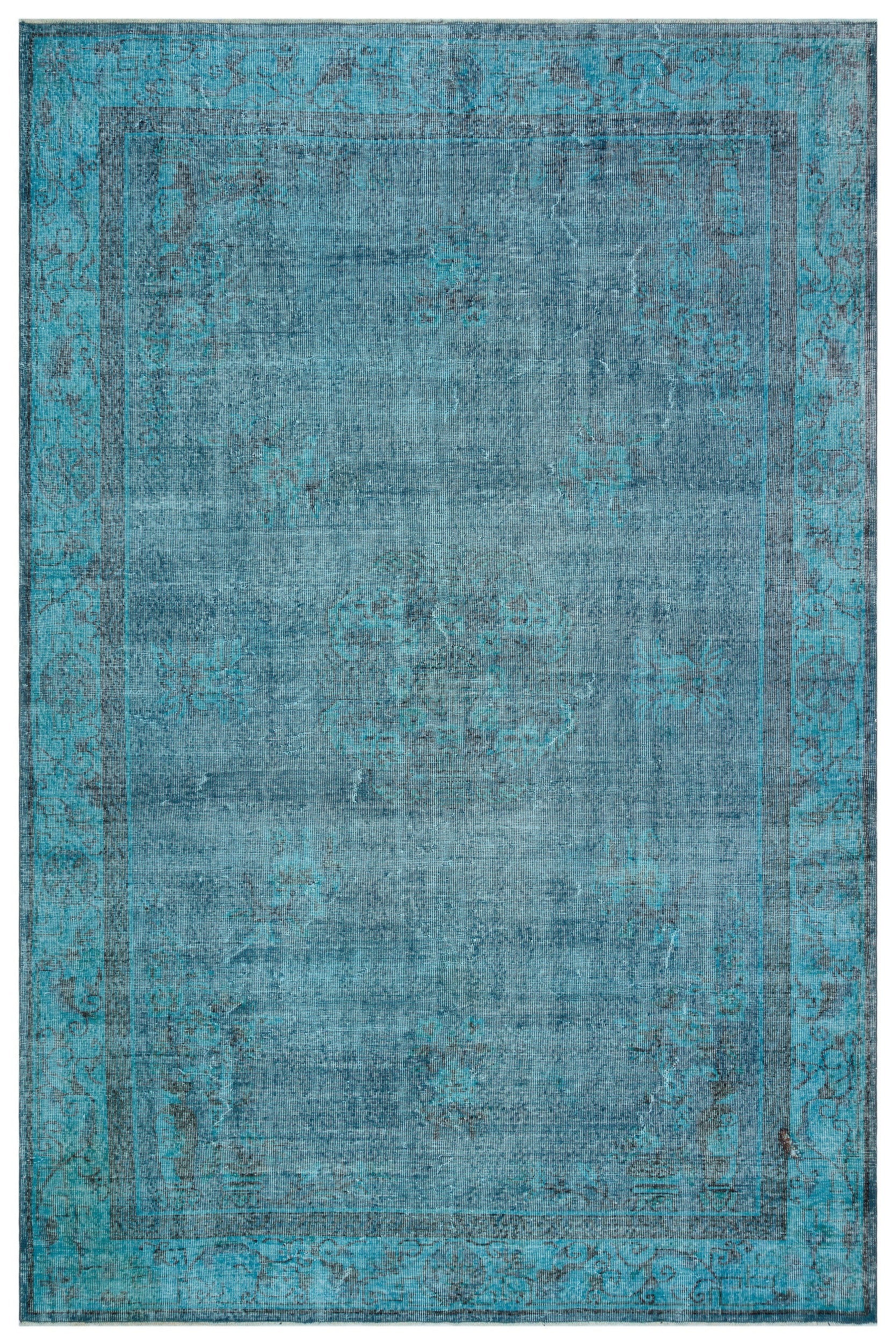 Atina Turkuaz Eskitme Yün El Dokuma Halısı 217 x 330 Apex Unique