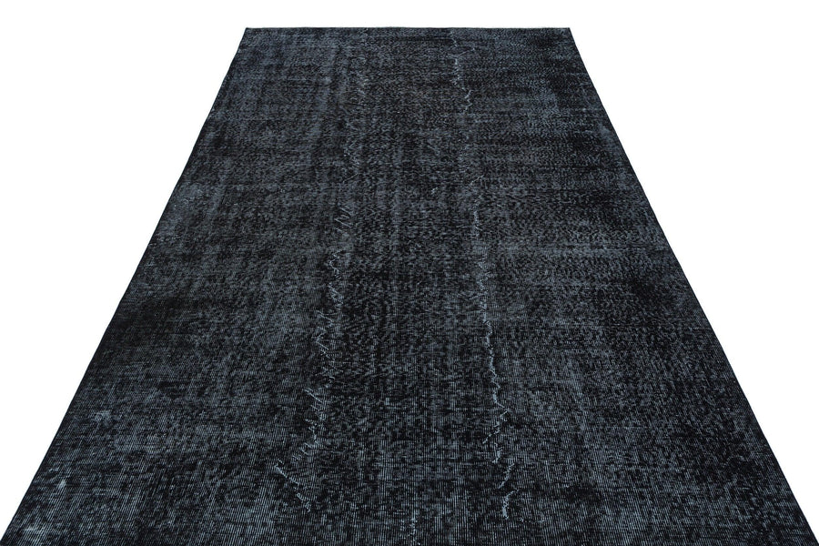 Siyah Eskitme Geometrik Yün Halı 175x283