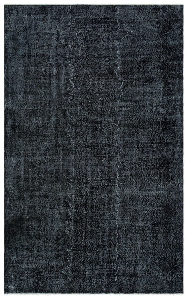 Siyah Eskitme Geometrik Yün Halı 175x283