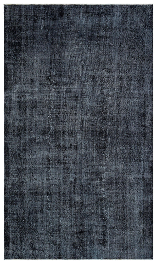 Siyah Eskitme Geometrik Yün Halı 162x279