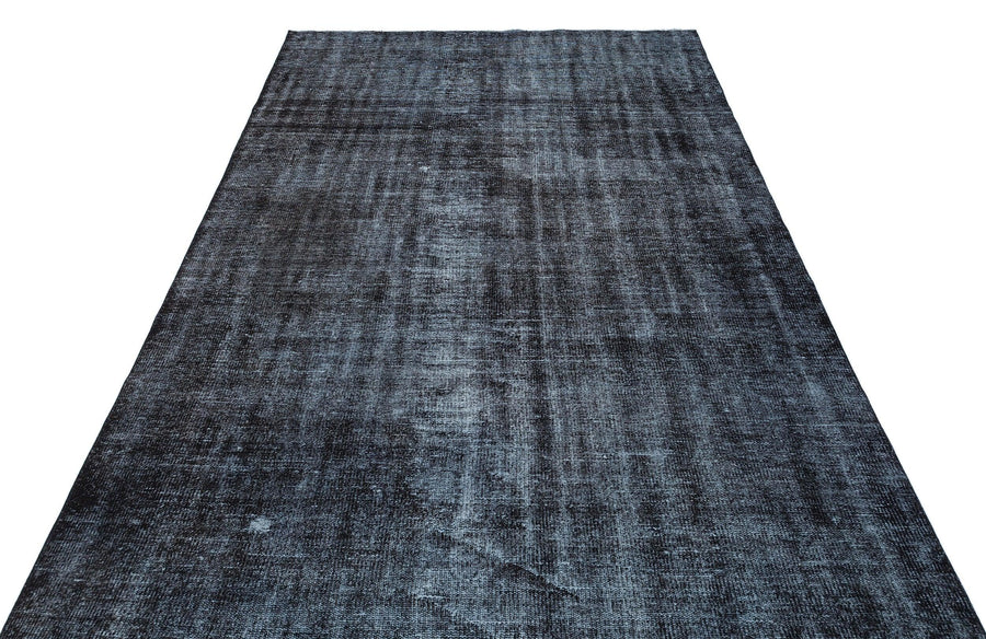 Siyah Eskitme Geometrik Yün Halı 173x264