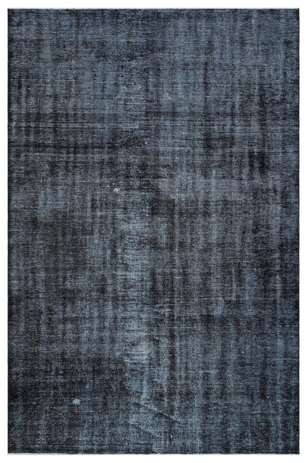 Siyah Eskitme Geometrik Yün Halı 173x264