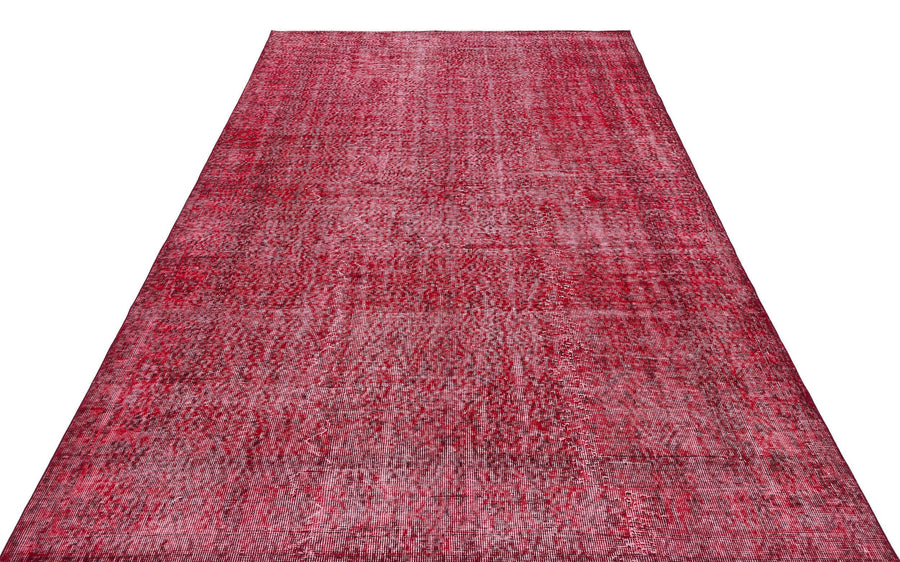 Kırmızı Anadolu Eskitme Geometrik Yün Halı 189x286 - Özel Seri