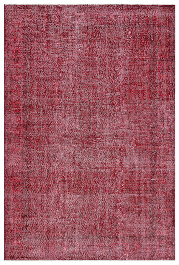 Kırmızı Anadolu Eskitme Geometrik Yün Halı 189x286 - Özel Seri