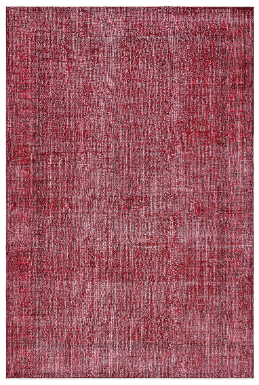 Red and Grey Abstract Hand-Knotted Wool Rug 189x286 cm (6'2" x 9'5") – in the hallway