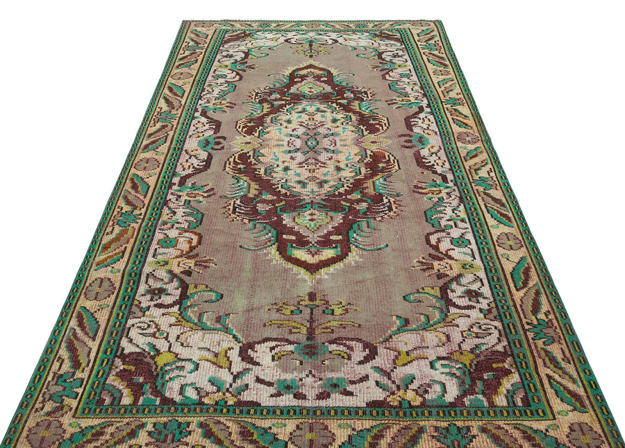 Yeşil Eskitme Klasik Yün Halı 158x271
