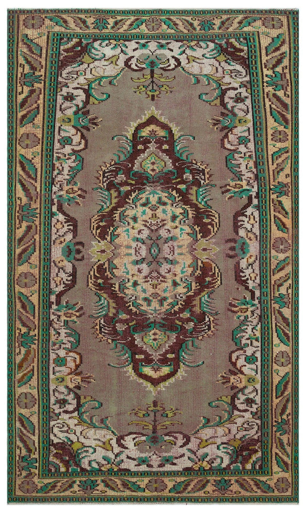Yeşil Eskitme Klasik Yün Halı 158x271