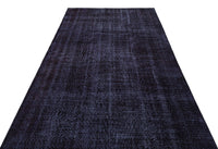 Abstract Navy Blue & Black Hand-Knotted Wool Area Rug 170x278 cm (5'7" x 9'1")