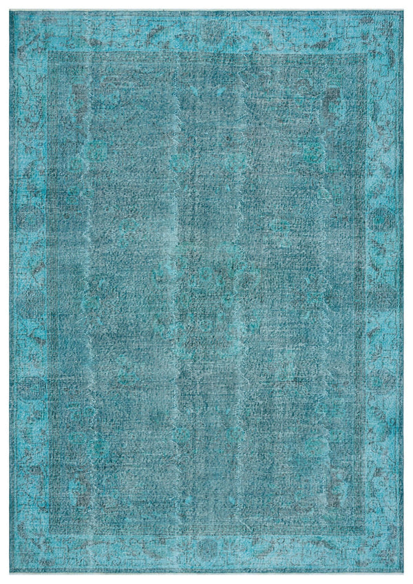 Antrasit Mavi Bohem Geometrik Yün Halı 215x307