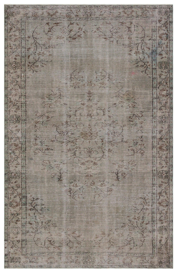 Gri Anadolu Eskitme Geometrik Yün Halı 177x280 - Özel Seri