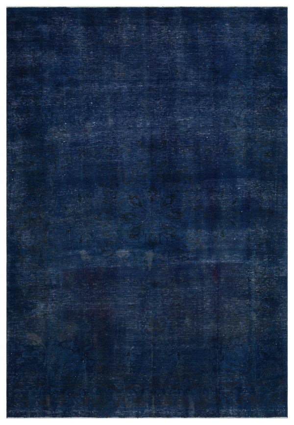 Lacivert Anadolu Eskitme Madalyonlu Yün Halı 205x308 - Özel Seri