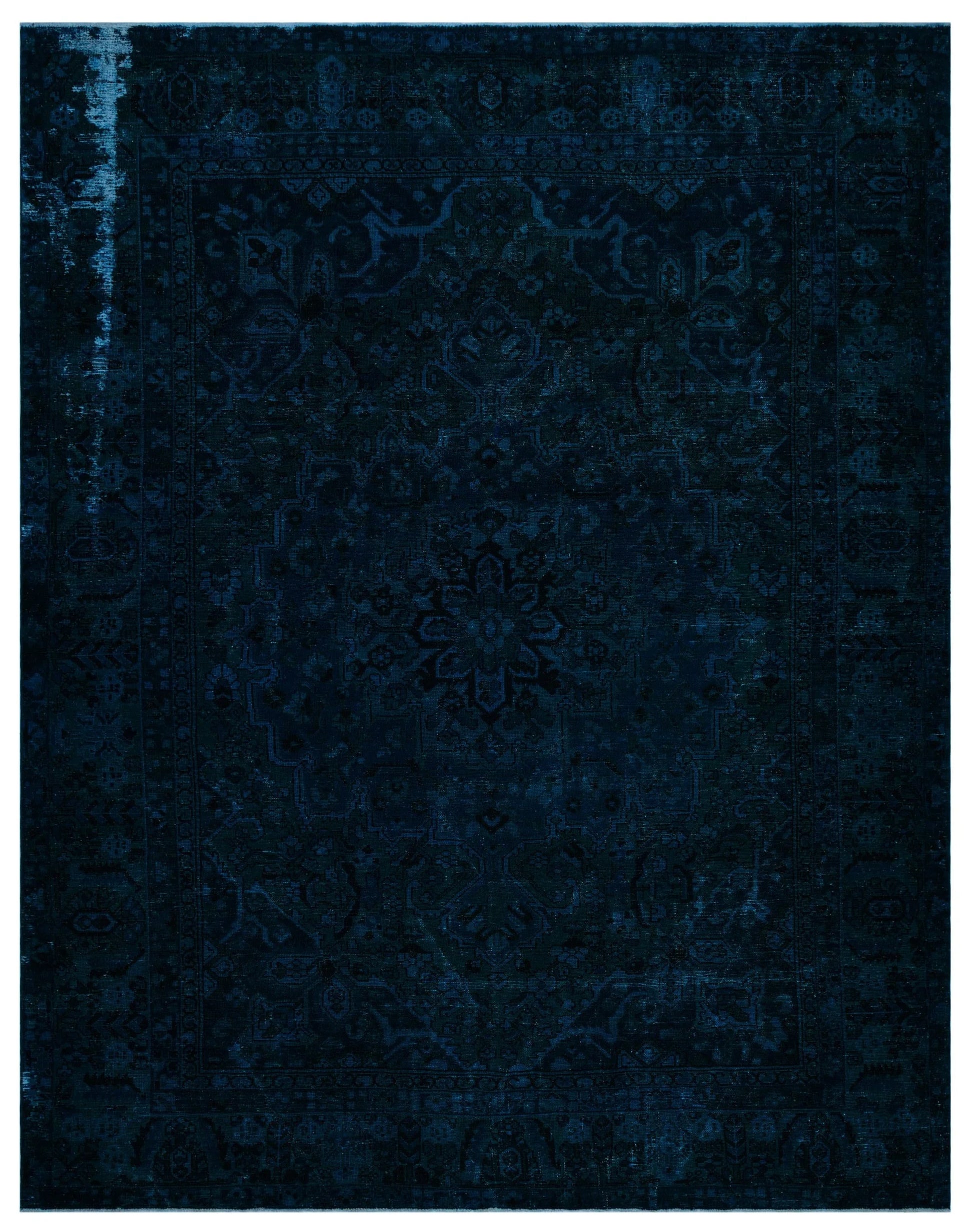 Lacivert Klasik Madalyonlu Yün Halı 285x367