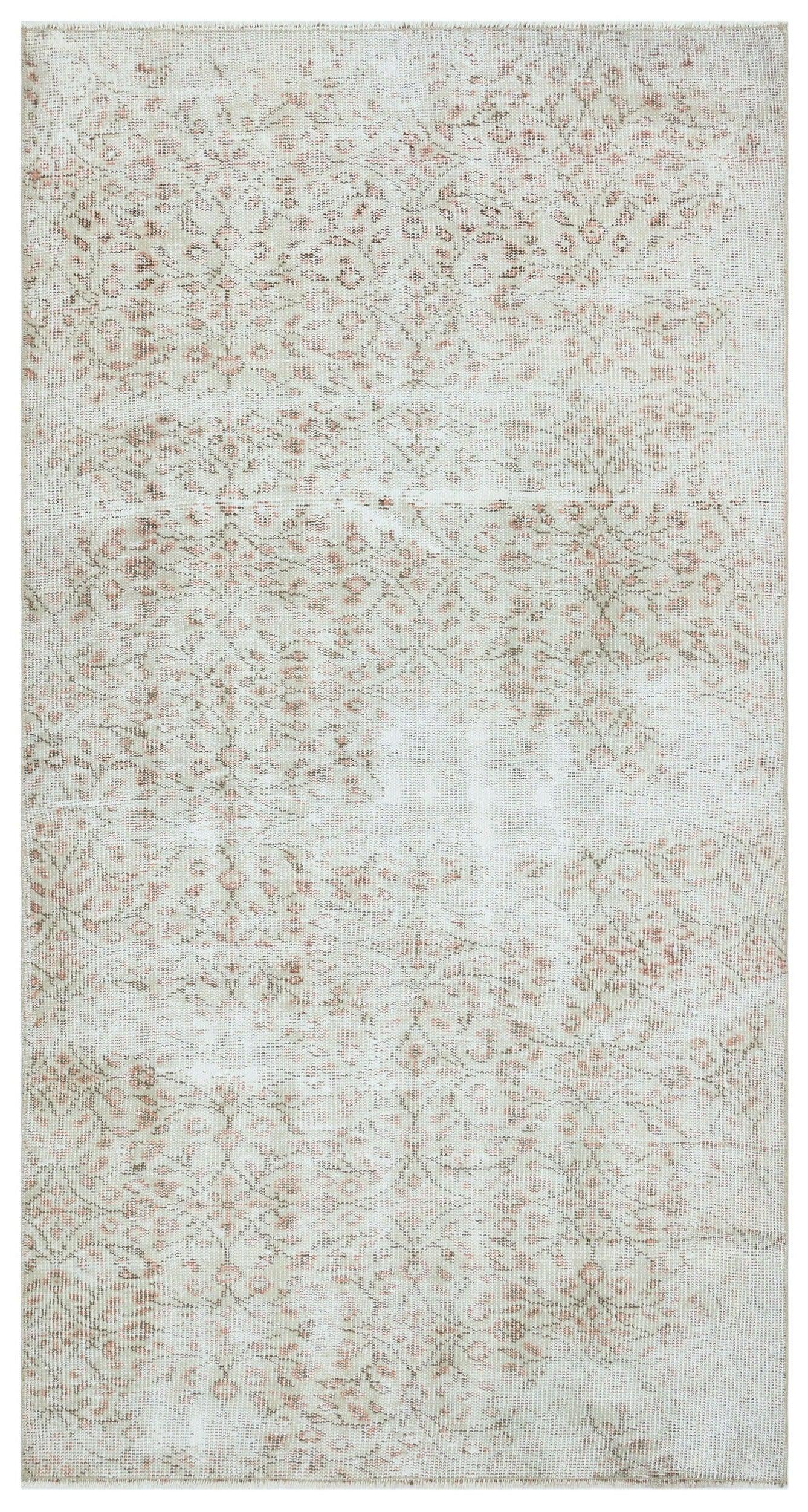 Bej Anadolu Eskitme Çiçekli Yün Halı 106x205 - Özel Seri
