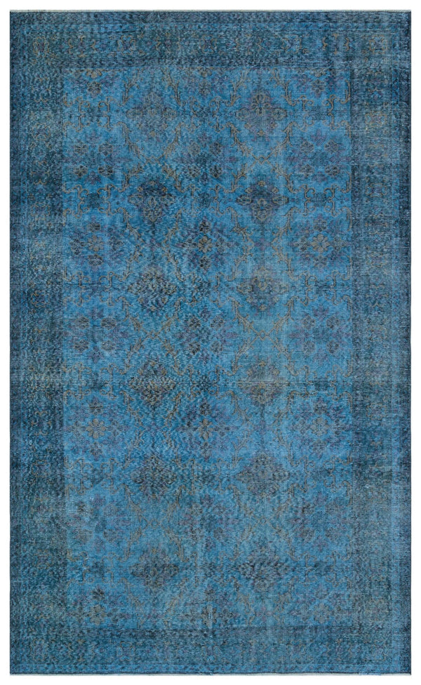 Mavi Anadolu Eskitme Geometrik Yün Halı 176x289 - Özel Seri