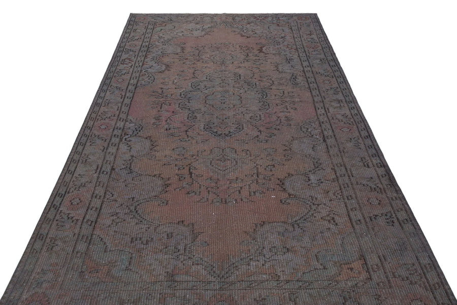 Gri Anadolu Eskitme Çiçekli Yün Halı 160x280 - Özel Seri