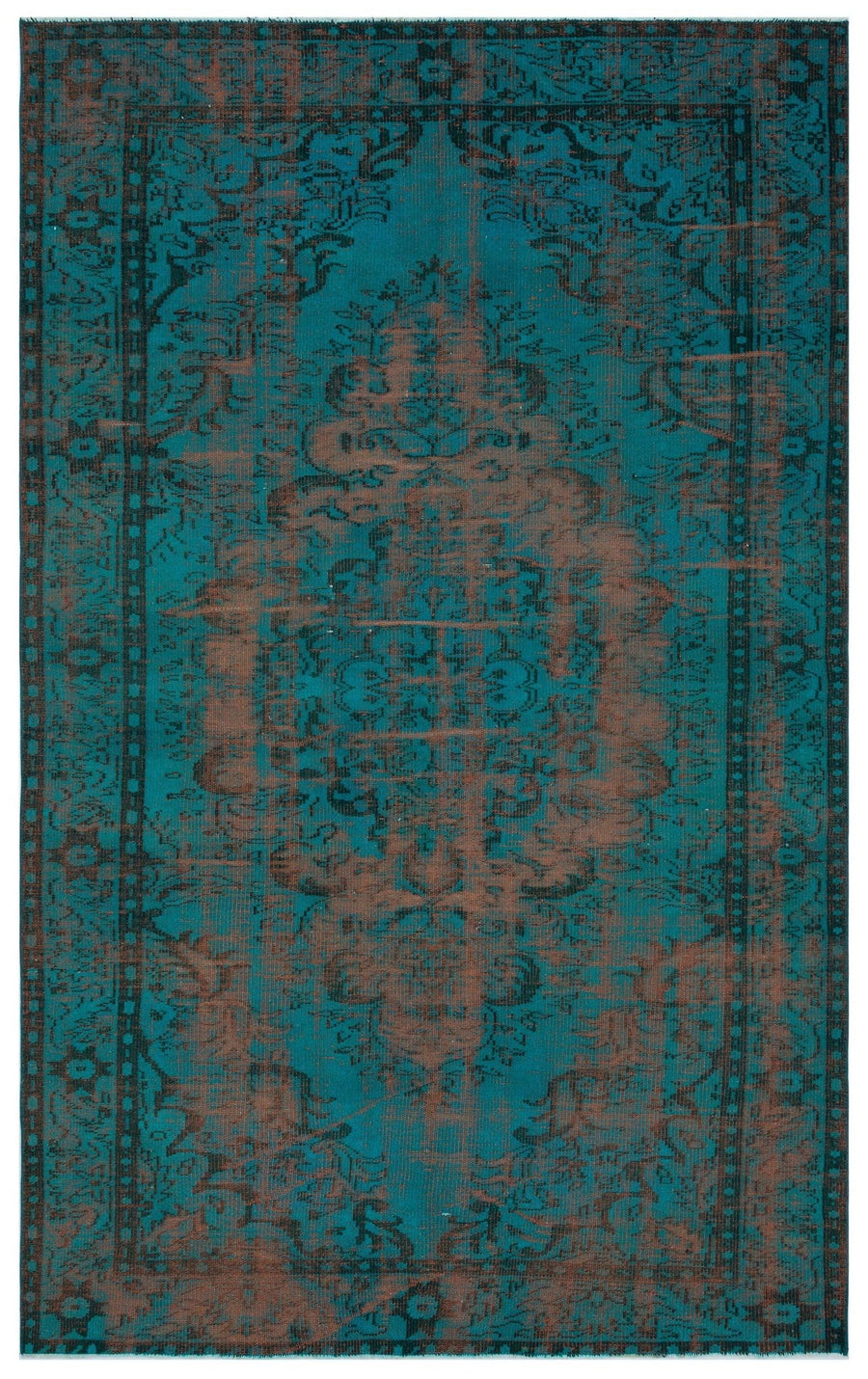 Turquoise Medallion Vintage Turkish Rug 183x294 cm (6' x 9'8") – in the hallway