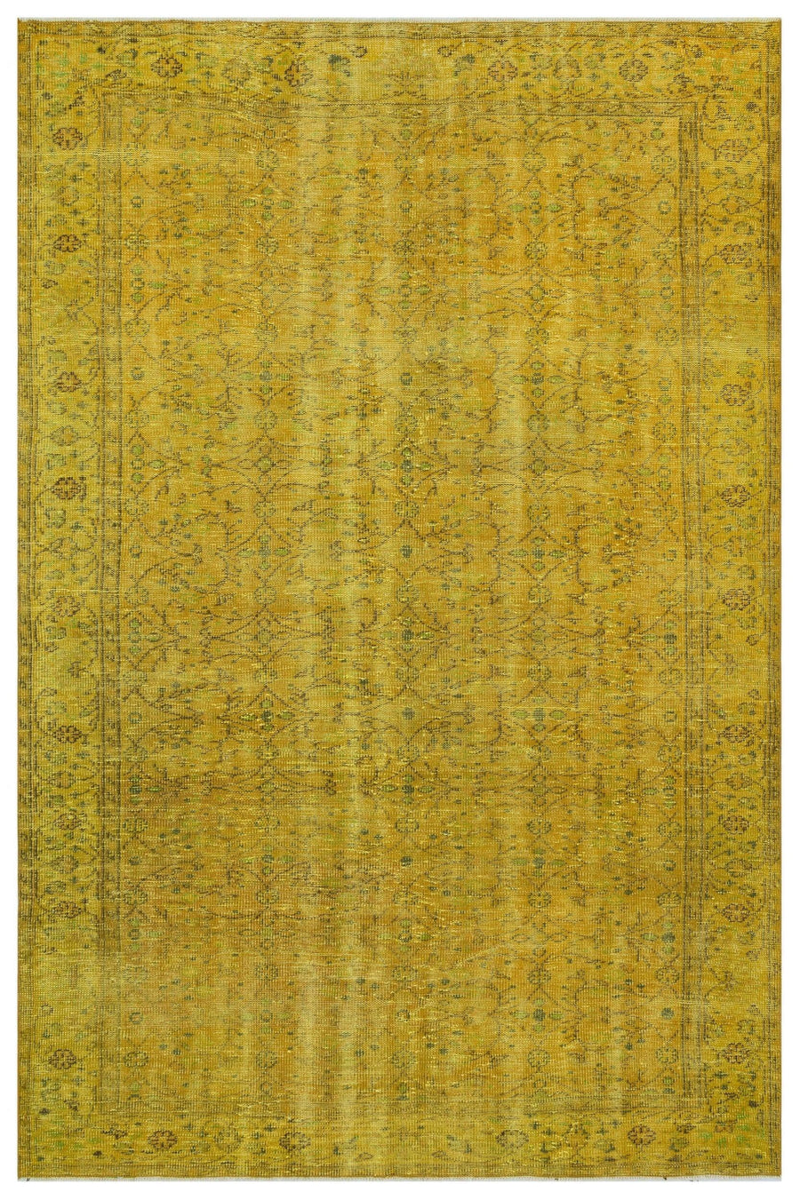 Eskitme Sarı Çiçek Desenli El Dokuma Halı 184x282 cm 29980 – Oturma odası kullanımı