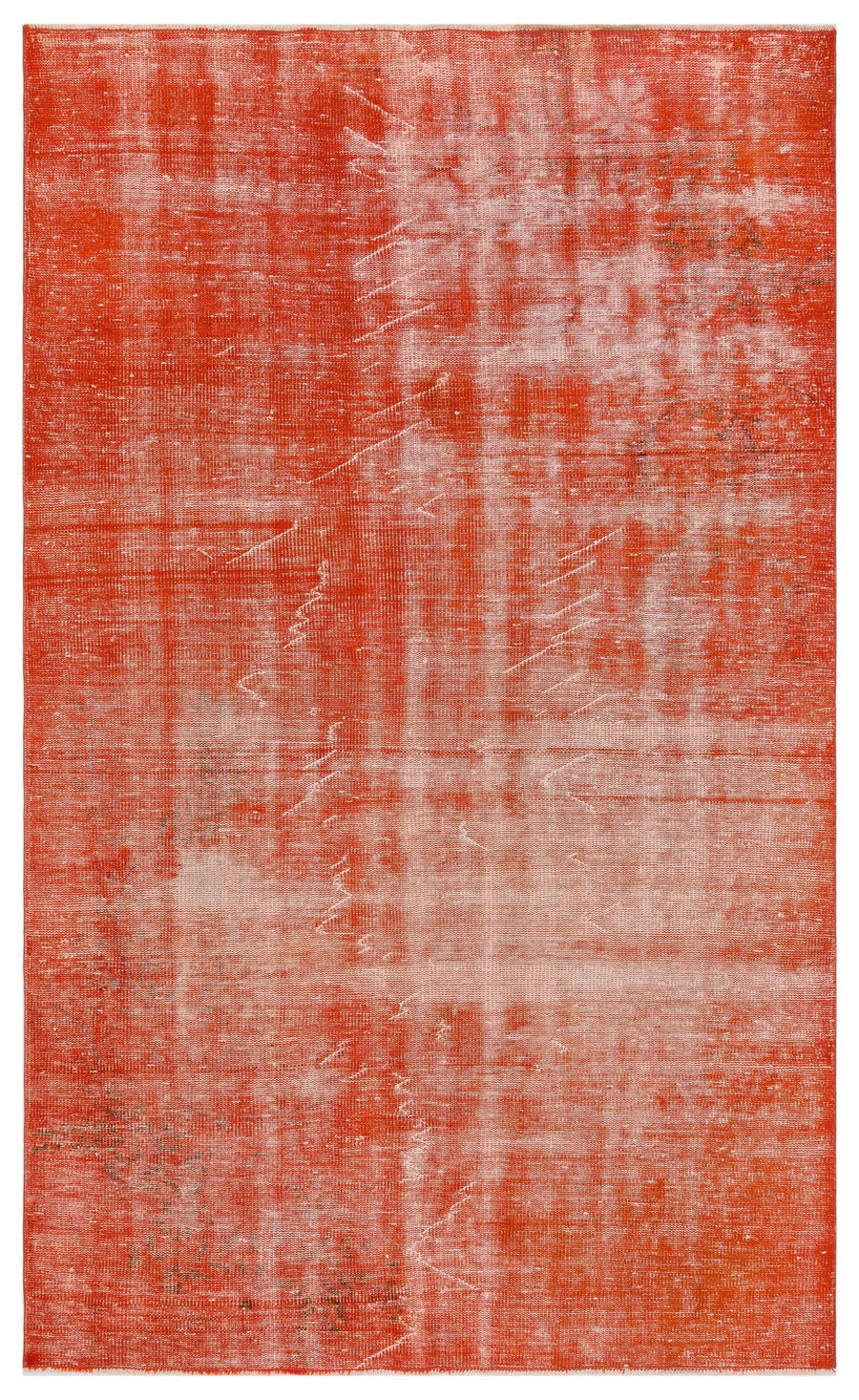Abstrakter roter Vintage Teppich aus Wolle 151x253 cm – im Wohnzimmer