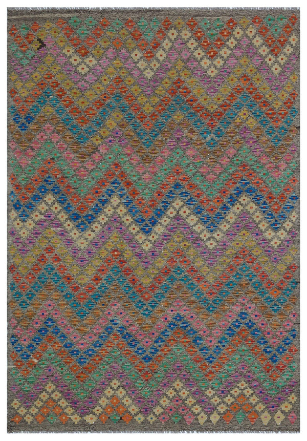 Bej Anadolu Bohem Geometrik Yün Halı 178x242 - Özel Seri
