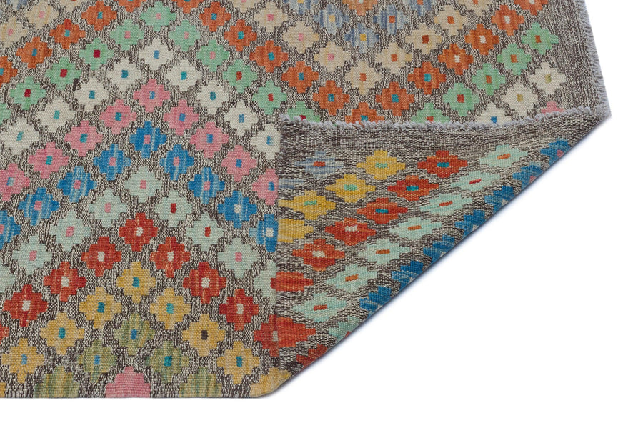 Mavi Pembe Anadolu Bohem Geometrik Yün Halı 160x196 - Özel Seri