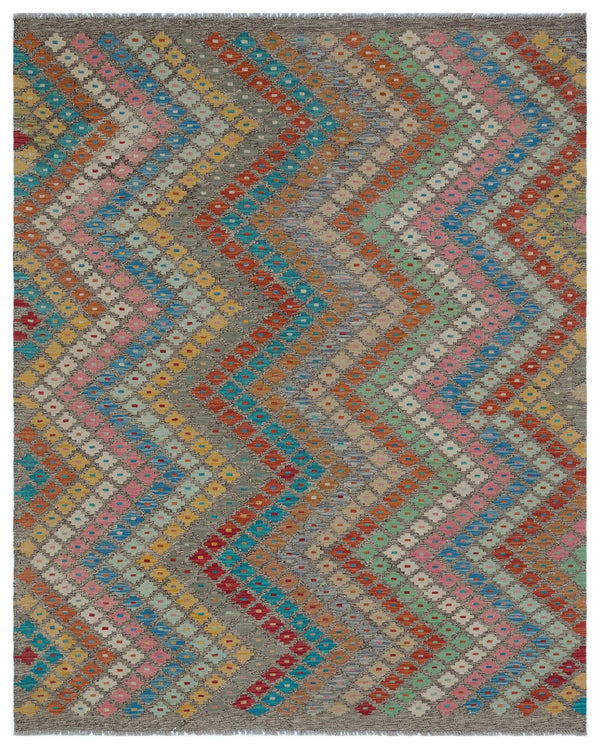 Mavi Pembe Anadolu Bohem Geometrik Yün Halı 160x196 - Özel Seri