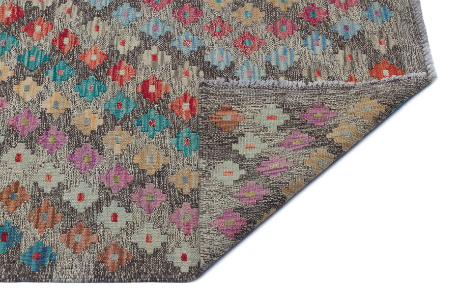 Gri Anadolu Bohem Geometrik Yün Halı 154x195 - Özel Seri
