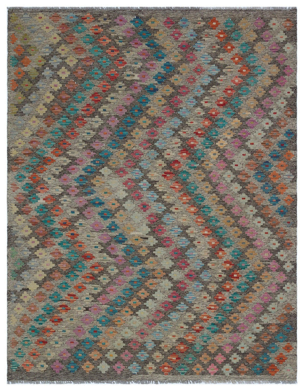 Gri Anadolu Bohem Geometrik Yün Halı 154x195 - Özel Seri