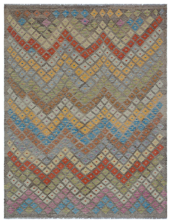 Bej Anadolu Bohem Geometrik Yün Halı 150x198 - Özel Seri