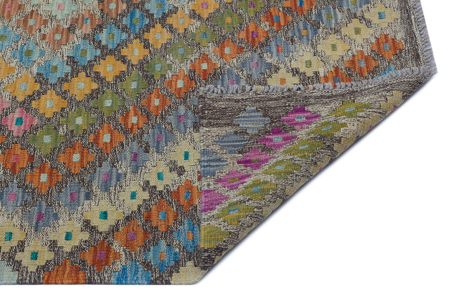 Gri Anadolu Bohem Geometrik Yün Halı 156x197 - Özel Seri