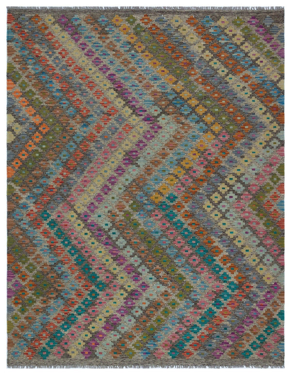 Gri Anadolu Bohem Geometrik Yün Halı 156x197 - Özel Seri
