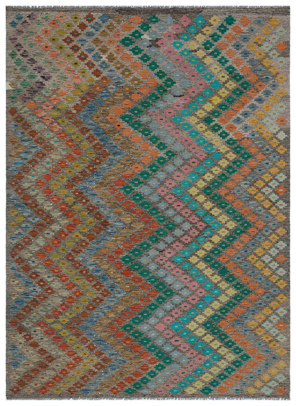 Bej Anadolu Bohem Geometrik Yün Halı 180x244 - Özel Seri