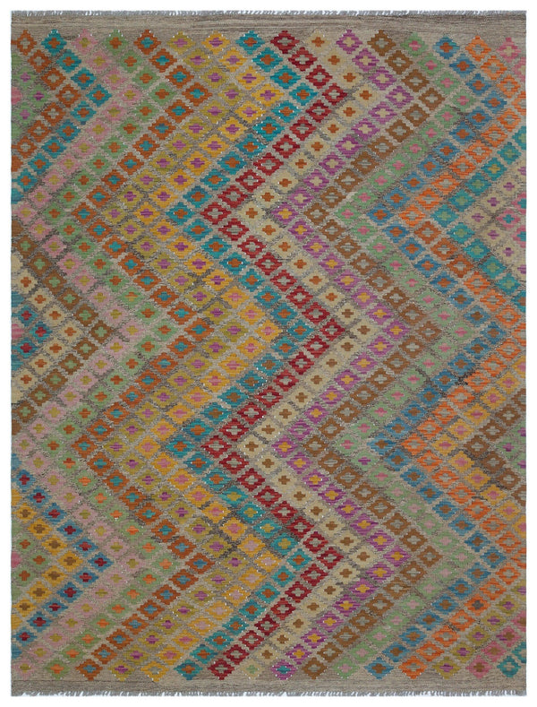 Bej Anadolu Bohem Geometrik Yün Halı 177x233 - Özel Seri