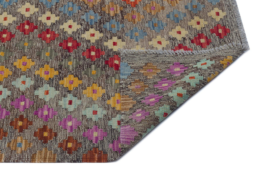Kırmızı Mavi Anadolu Bohem Geometrik Yün Halı 182x237 - Özel Seri