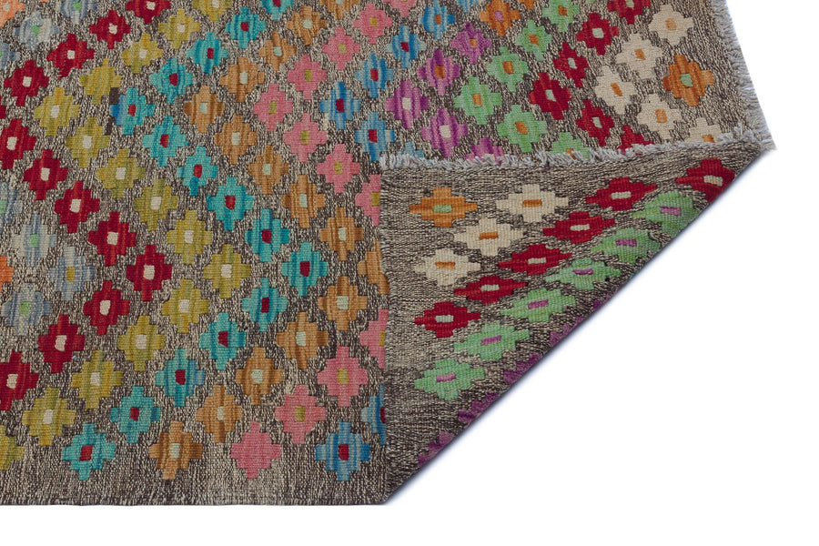 Kırmızı Mavi Anadolu Bohem Geometrik Yün Halı 178x244 - Özel Seri