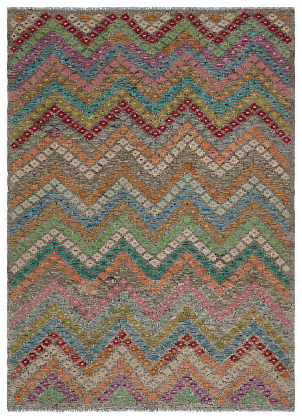 Kırmızı Mavi Anadolu Bohem Geometrik Yün Halı 178x244 - Özel Seri