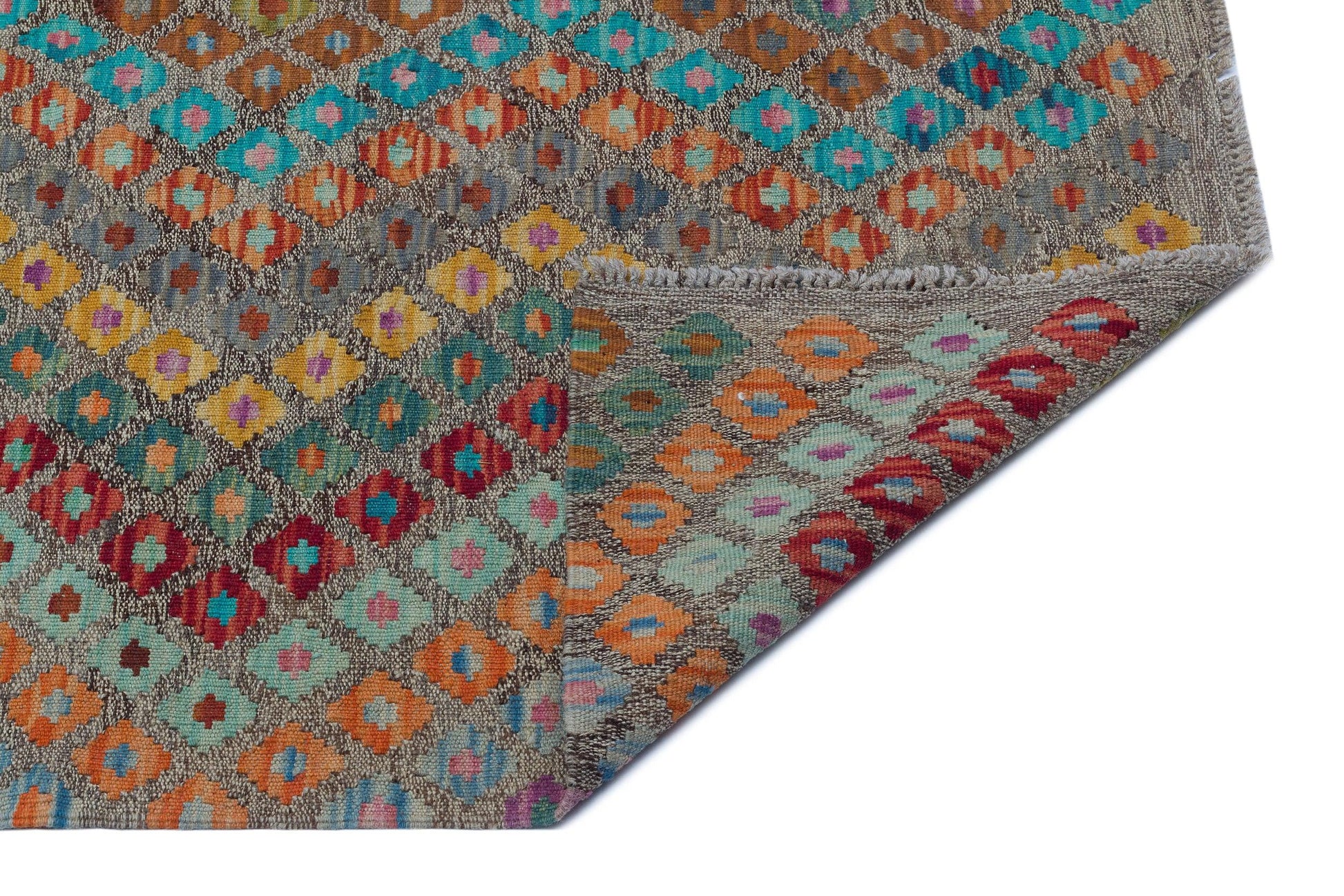 Bej Anadolu Bohem Geometrik Yün Halı 188x244 - Özel Seri