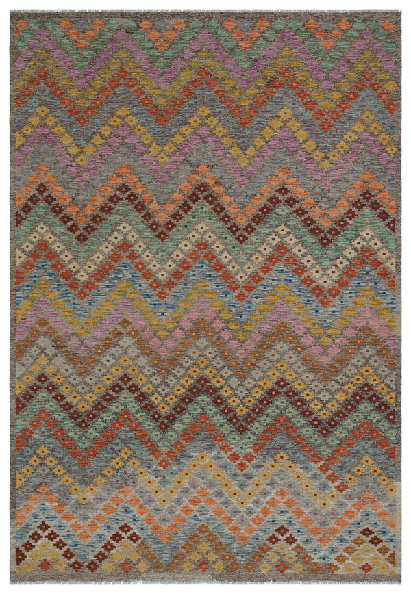 Bej Anadolu Bohem Geometrik Yün Halı 175x254 - Özel Seri