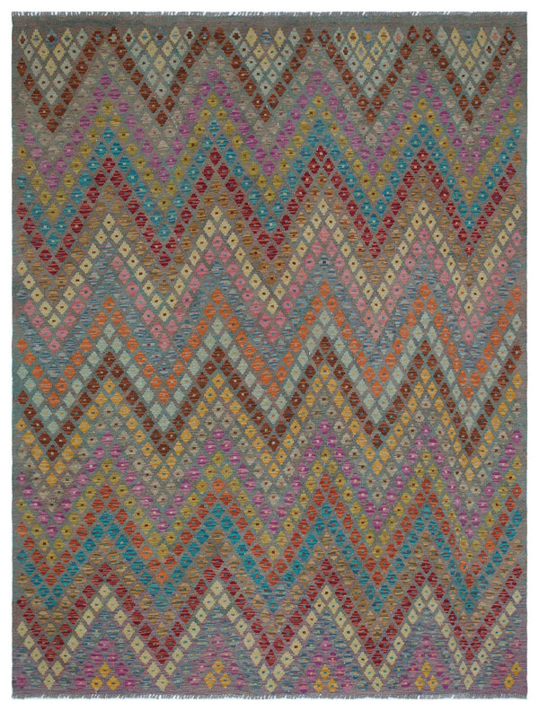 Bej Anadolu Bohem Geometrik Yün Halı 186x244 - Özel Seri