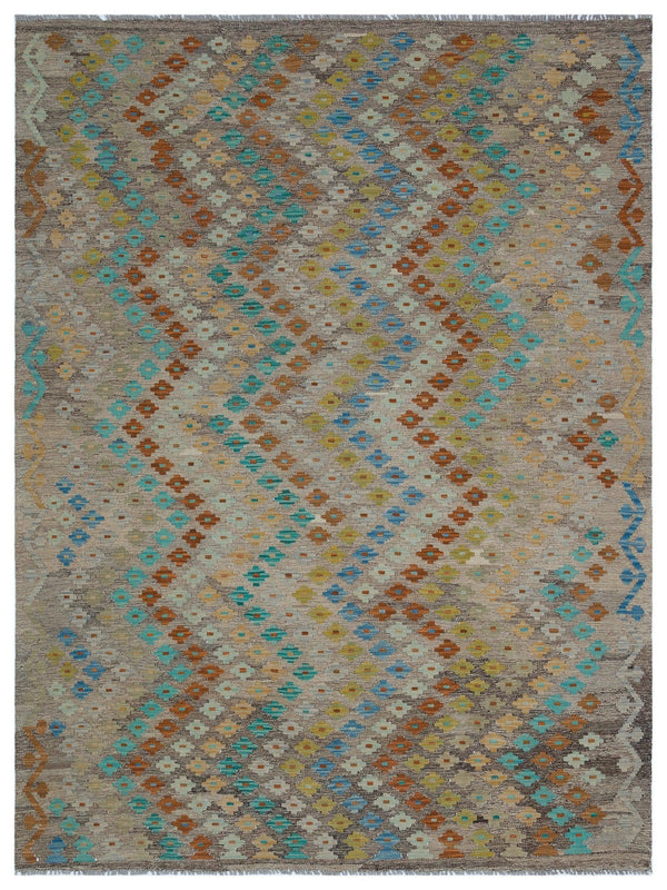 Bej Anadolu Bohem Geometrik Yün Halı 181x244 - Özel Seri