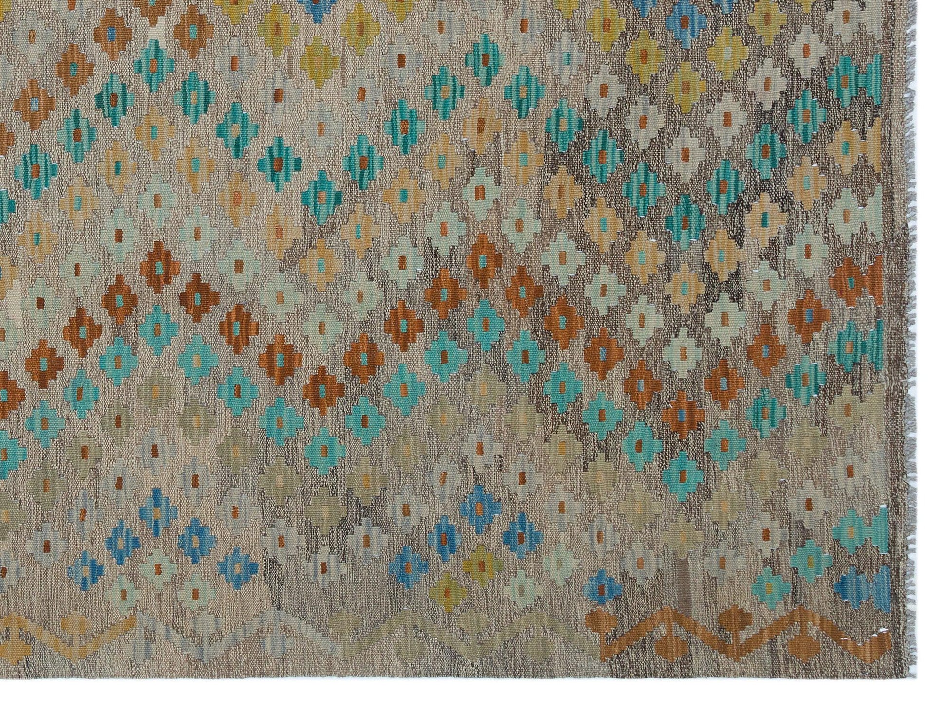 Bej Anadolu Bohem Geometrik Yün Halı 181x244 - Özel Seri