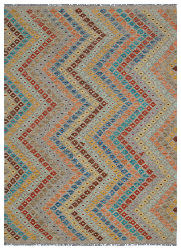 Bej Anadolu Bohem Geometrik Yün Halı 176x237 - Özel Seri